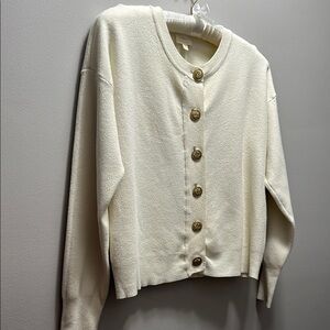 Cyrus Elegant Cream Sweater with Gold Buttons size medium